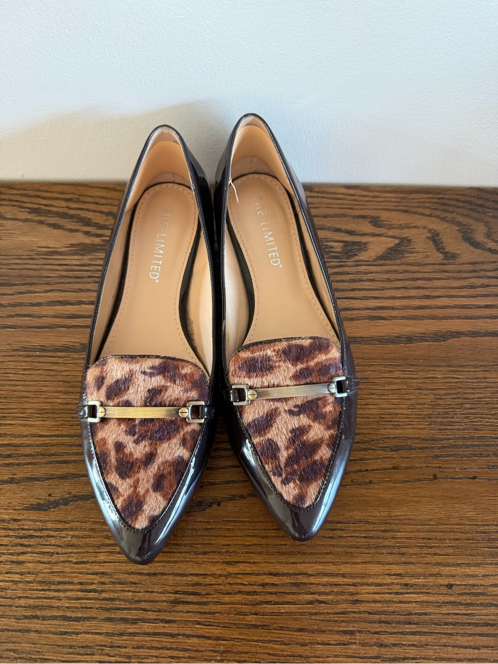 The Limited Leopard-Print Pointed Loafers with Dark Brown Trim - Picture 1 of 5